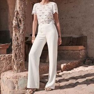 NWT Sezane Barnabe Trousers Ecru Size 4 US/36 FR